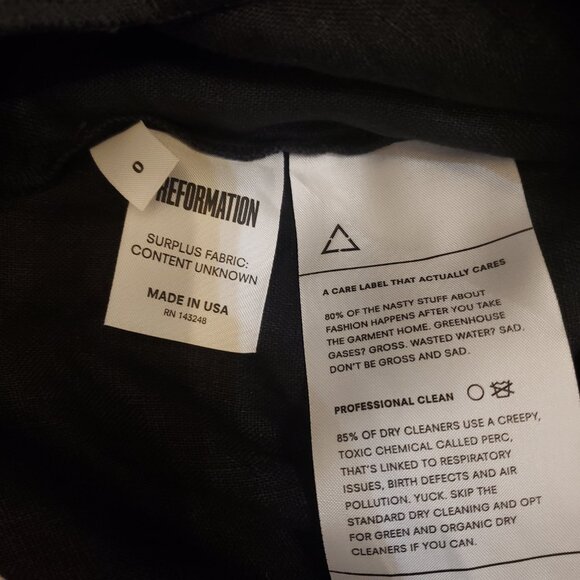 Reformation Rufus Jumpsuit 0 Black Backless Back Tie Straps Pockets Crop Leg - Picture 8 of 8